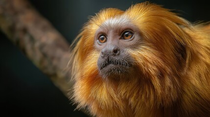 Obraz premium Golden Macaque. Majestic Wild Animal in the Jungle Habitat