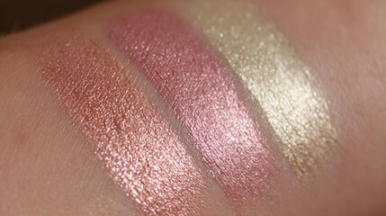 Fototapeta premium Shimmering Metallic Swatches of Pink and Gold Cosmetic Makeup
