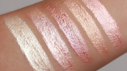 Fototapeta premium Swatches of Shimmering Highlighter on Skin in Soft Natural Light