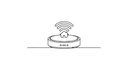 Simple Line Drawing of Smart Home Device with Wi-Fi Signal.