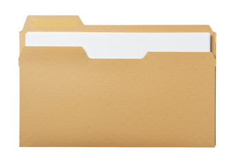 Manila file folder with documents PNG isolated on transparent background, office paperwork and organization concept