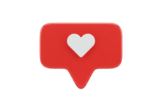 Red like notification PNG isolated on transparent background, social media heart icon for app design and user interface