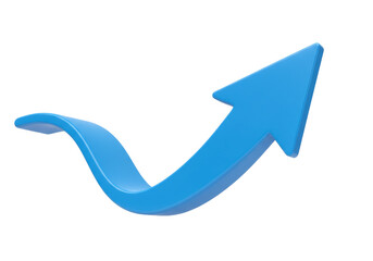 Blue arrow pointing up isolated PNG, growth and success concept on transparent background for business presentations and marketing materials