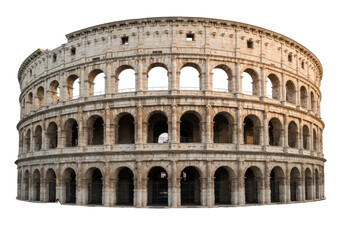 Colosseum in Rome isolated PNG, ancient Roman amphitheater on transparent background, historical landmark for travel and architecture projects