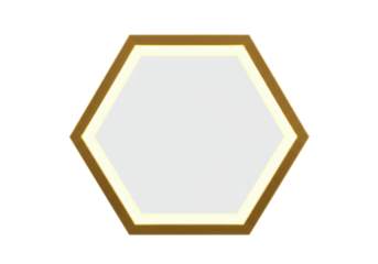 Hexagon frame PNG isolated on transparent background, golden border design element for decoration and graphic projects