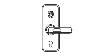 Modern Door Handle with Fingerprint Scanner and Keyhole.