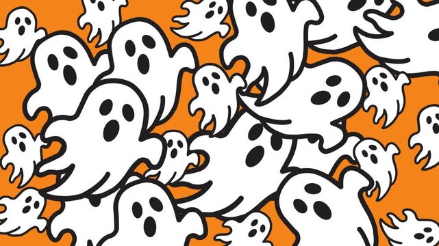 Ghosts pattern background suitable for halloween, spooky designs, childrens illustrations, party decorations, holiday themes, and merchandise.
