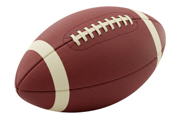American football isolated PNG, brown leather ball with white stripes and laces for sports equipment and game day designs