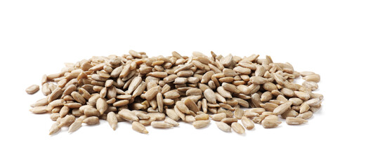 Pile of sunflower seeds isolated on white