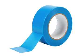 Blue painter s tape roll isolated PNG on transparent background, adhesive masking tape for home...