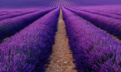 Obraz premium Lavender Field in Provence - Rows of Purple Blossoms.
