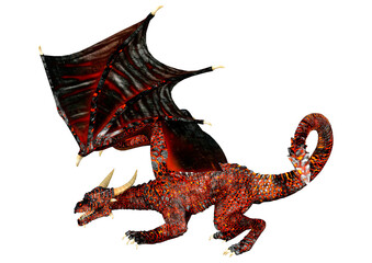 3D Rendering Fairy Tale Dragon on White