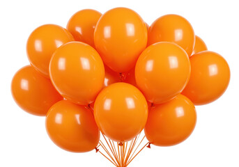 Bunch of orange balloons PNG isolated on transparent background, festive party decoration for birthday and celebration © Jonathan