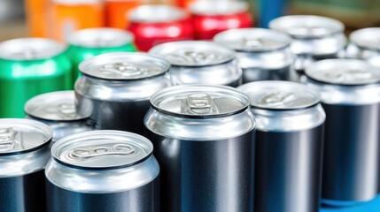 Beverage production showcase factory photography industrial setting close-up canned drinks