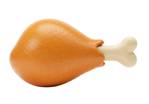 Crispy fried chicken leg isolated PNG, delicious poultry drumstick on transparent background for food design and restaurant menus