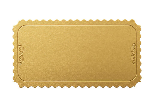 Ornate golden ticket isolated PNG on transparent background, vintage style pass for events and promotions, retro design element