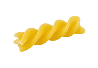 Yellow fusilli pasta isolated PNG on transparent background, uncooked Italian spiral pasta for food design and culinary projects