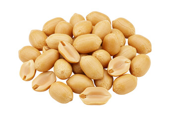 Pile of shelled peanuts isolated PNG, healthy snack food with protein and fiber on transparent background, nutritious legume for cooking and eating