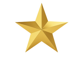 Golden star isolated PNG on transparent background, shiny metallic five-pointed star shape for awards and holiday decoration
