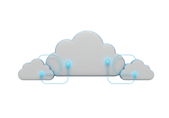 Cloud computing network isolated PNG, data connection with nodes on transparent background, digital technology and online services