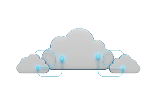 Cloud computing network isolated PNG, data connection with nodes on transparent background, digital technology and online services