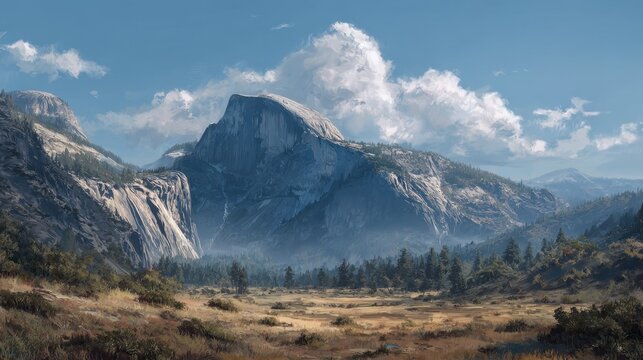 Half Dome Mountain Landscape under Sky in Yosemite National Park