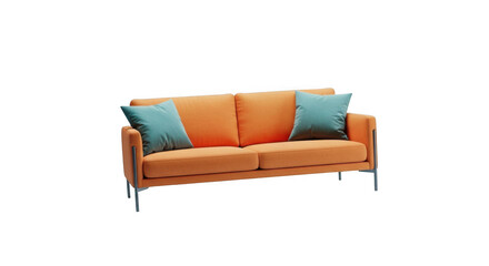 Vibrant modern two-seater sofa with colorful cushions for cozy living room comfort