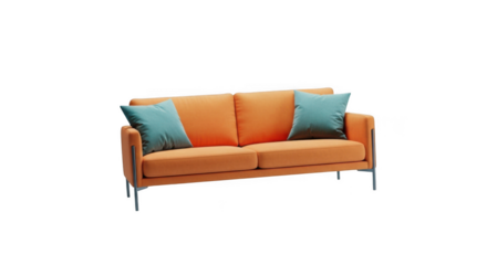 Vibrant modern two-seater sofa with colorful cushions for cozy living room comfort