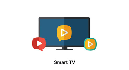 Smart TV with Play Icons - Modern Entertainment and Streaming Concept.