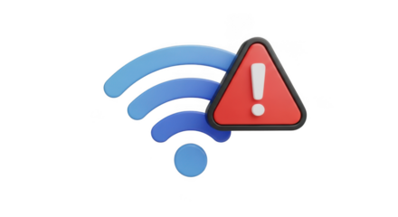 Wireless network connection error symbol warning alert sign graphic