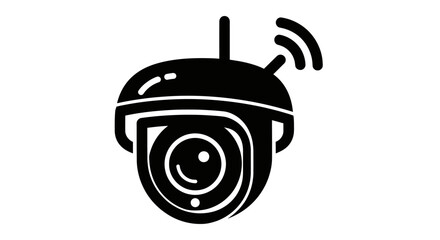 Black Wireless Dome Security Camera Icon.