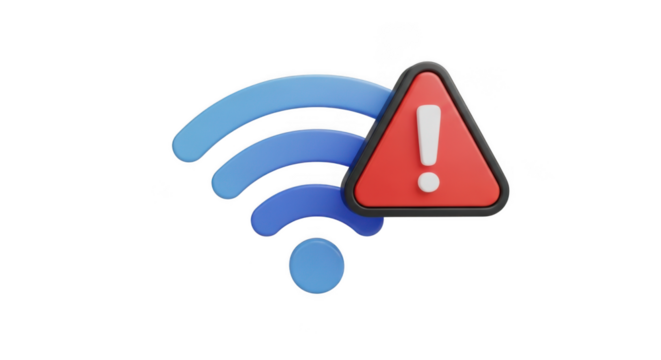 Wireless network connection error symbol warning alert sign graphic