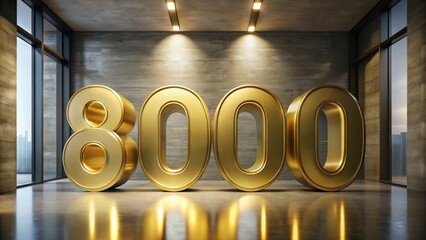 Luxurious Gold 3D Number 8000 Architectural Rendering