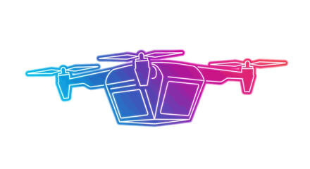 Futuristic Quadcopter Drone with Gradient Neon Outline.