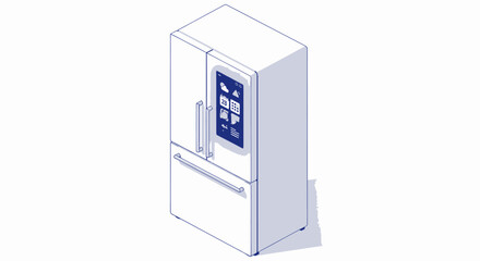 Modern Smart Refrigerator with Touchscreen Display Interface.