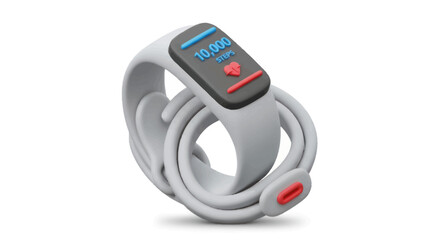 Modern White Smartwatch Displaying Health Data and Features.