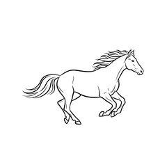 Galloping Horse Outline Illustration – Wild Running Animal Vector Drawing