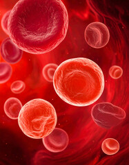 red blood cells flowing through vein
