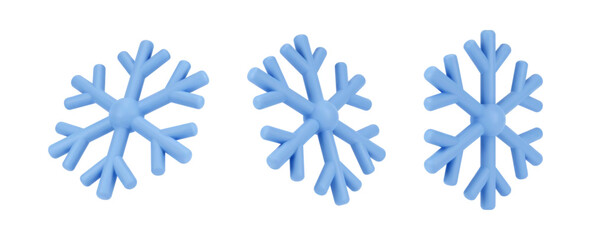 Naklejka na ściany i meble Winter snowflake decoration. Vector isolated 3d icon, climate sign for forecast or meteorology. Wintertime season design for xmas and new year card, postcard holiday celebration and greeting