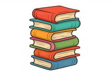 Books stack showing education, learning, reading, literature, knowledge, studying, and school concept on transparent background