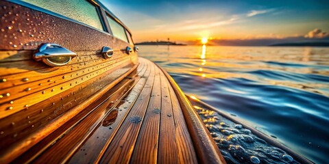 Macro View from a Boat's Starboard Side: Water, Wood, & Details
