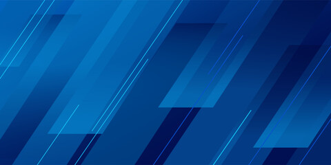 Obraz premium Modern blue abstract background with diagonal geometric lines and gradient shapes, futuristic technology pattern design for digital banner, presentation, website, business cover, n corporate template.