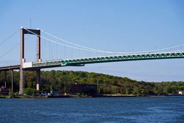 Suspension Alvsborg bridge over Gota river connecting Hisingen island with mainland near