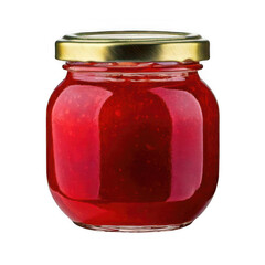 Red jam on jar isolated on transparent background