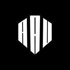 A bold white three-letter a black hexagonal monogram logo design