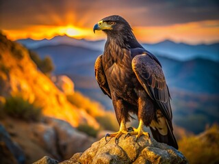 Majestic Black Eagle in its Natural Habitat - Powerful Bird of Prey Portrait