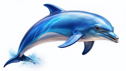 Fototapeta premium Majestic Blue Dolphin on White Background - Stock Photo
