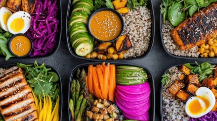 Healthy meal prep ideas kitchen food photography vibrant colors top-down nutritional concepts for better eating