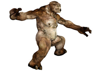 3D Rendering Fantasy Troll on White