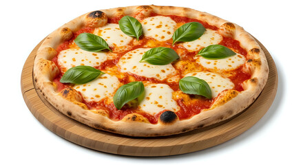 Delicious Neapolitan pizza with fresh basil and creamy mozzarella for restaurant menus and food blogs that celebrate Italian cuisine